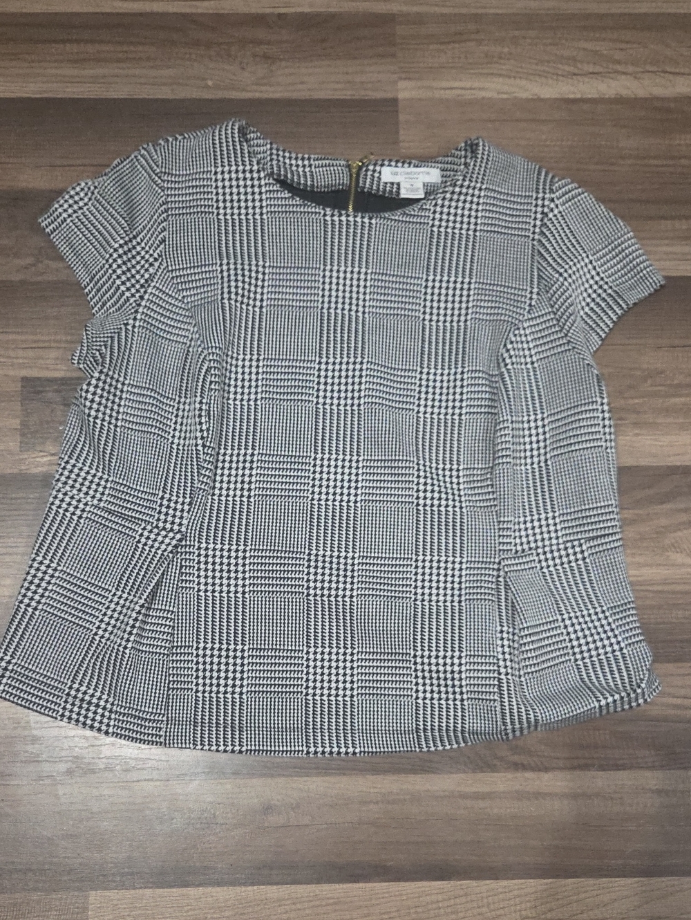 Liz Claiborn Black & White Houndstooth Short Sleeve Top Size 1x Plus Size